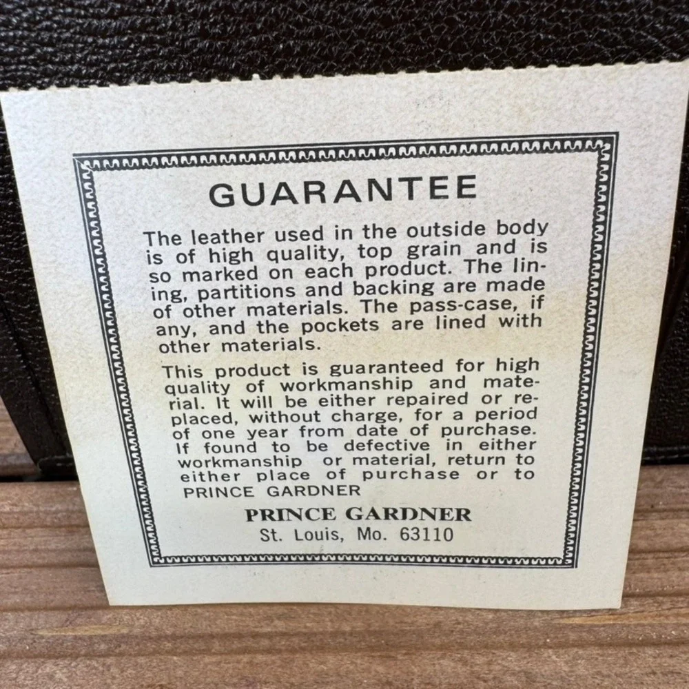 Vtg Prince Gardner Vintage Brown Morocco Leather Passport Travel Wallet